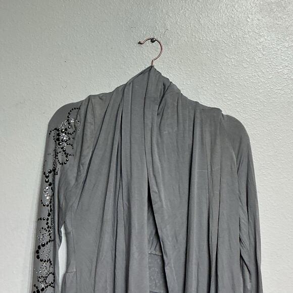 Ariella Gray Sequins Open Cardigan Sz M - Picture 3 of 12